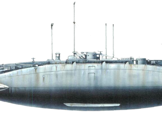 Подводная лодка USS Holland No.7 [Submarine] - чертежи, габариты, рисунки